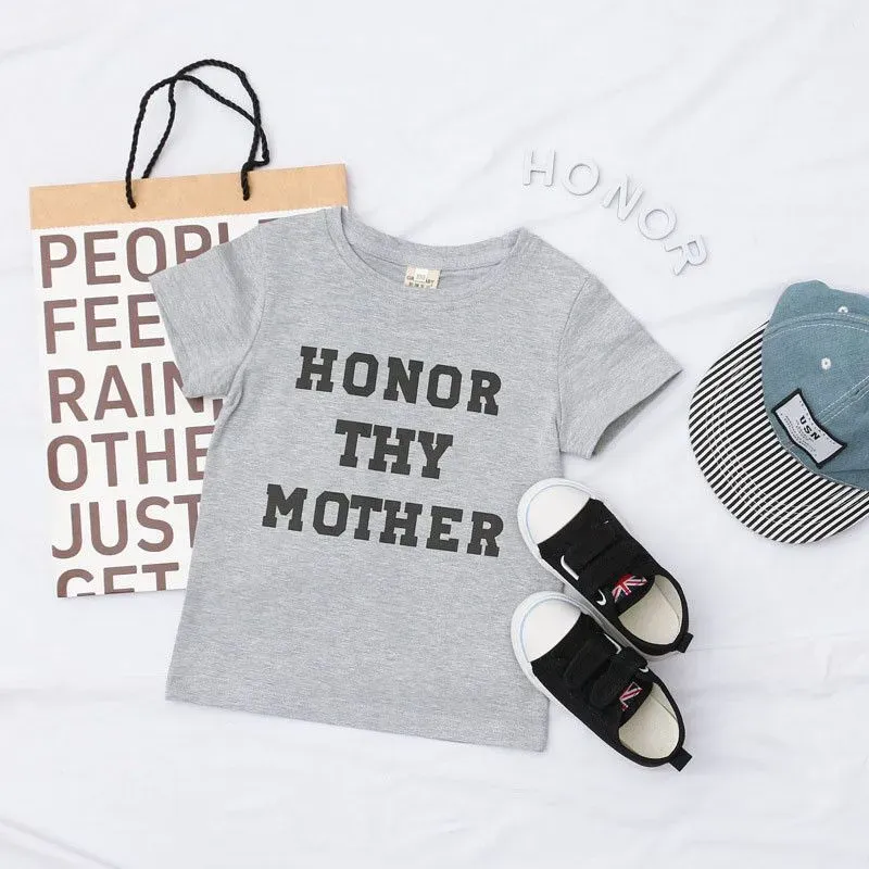 Wholesale Wholesale Boy Girl Letter Print Short Sleeves Grey T-shirt - Image 6
