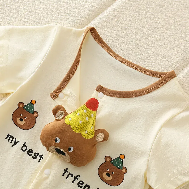 Wholesale Kids Baby Boys Girls Cute Cartoon Short Sleeve Romper - Image 3