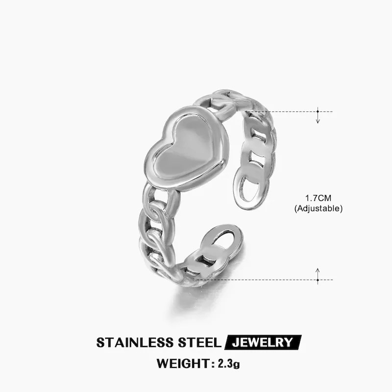 Wholesale Simple Fashion Stainless Steel Heart Ring - Image 36