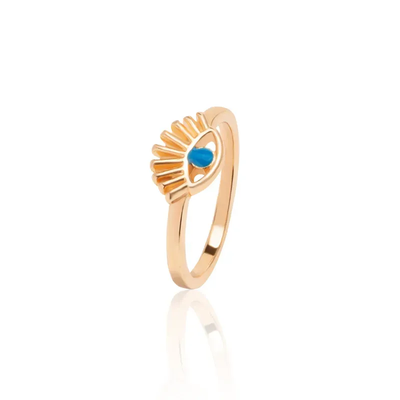 Wholesale Women Fashion Oil Painting Gold Plated Devil Eye Ring - Image 22