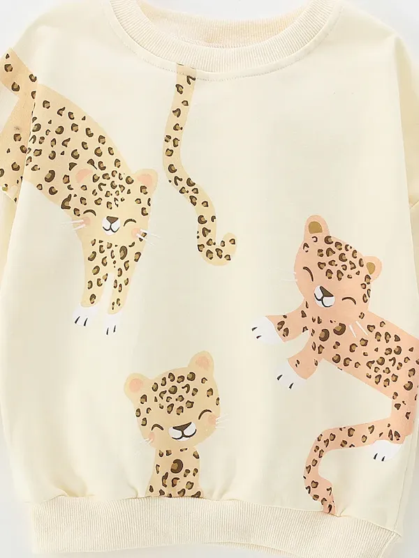 Wholesale Kids Girls' Fashion Casual Autumn And Winter Printed Long Sleeve Sweatshirt Tight Pants Two-Piece Set - Image 4