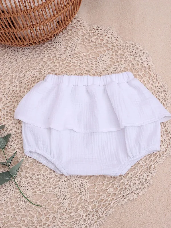 Wholesale Baby Girl Solid Color Ruffled Shorts - Image 11