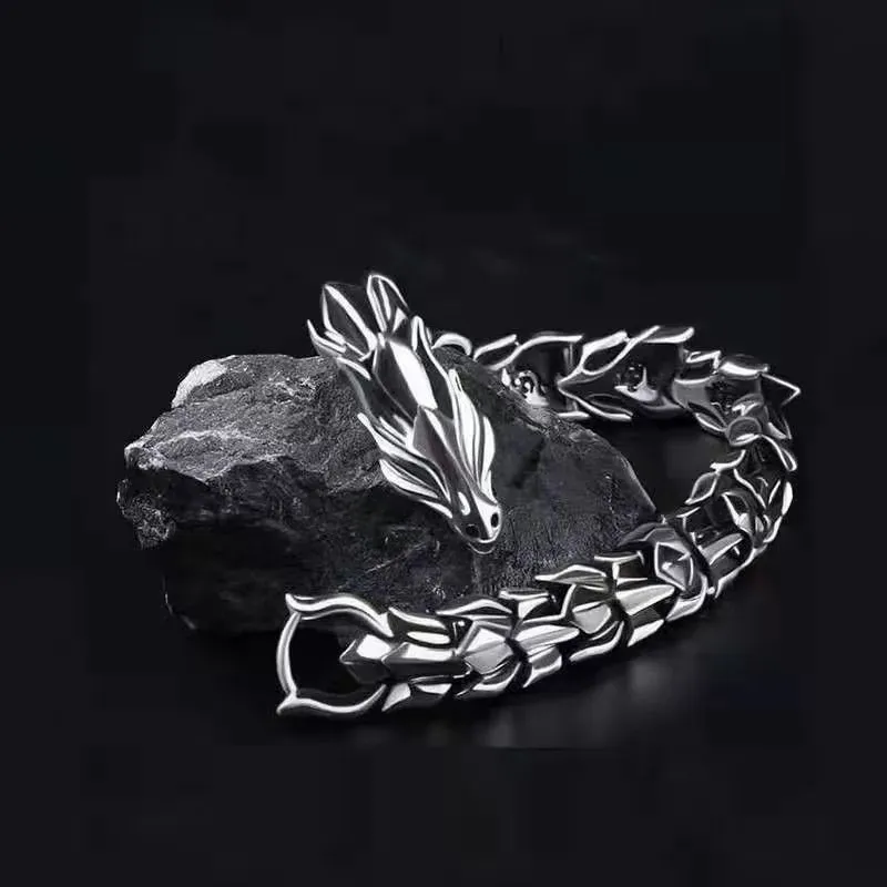 Wholesale Men Fashion Retro Punk Multicolor Dragon Bracelet - Image 11
