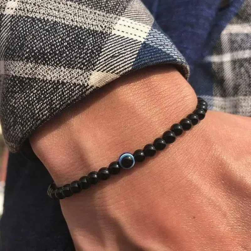 Wholesale Men Fashion Natural Stone Turquoise 6mm Eye Bracelet - Image 4
