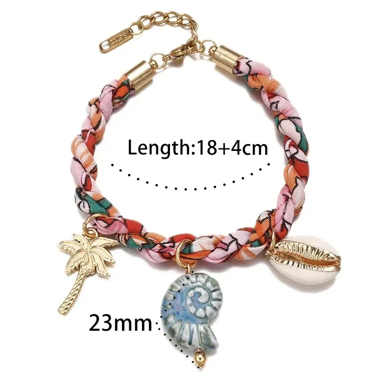 Wholesale Beach Series Necklace Marine Life Multicolor Floral Shell Pendant Silk Scarf Cloth Strip Necklace - Image 23