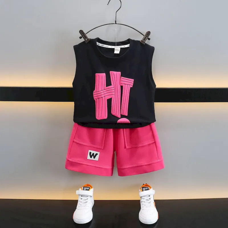 Wholesale Boy Fashion Letter Print Two-Piece Set - Image 3