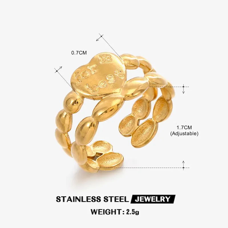 Wholesale Simple Fashion Stainless Steel Heart Ring - Image 11