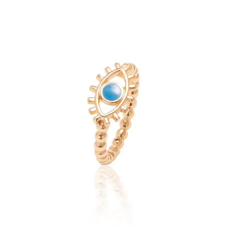 Wholesale Women Fashion Oil Painting Gold Plated Devil Eye Ring - Image 18