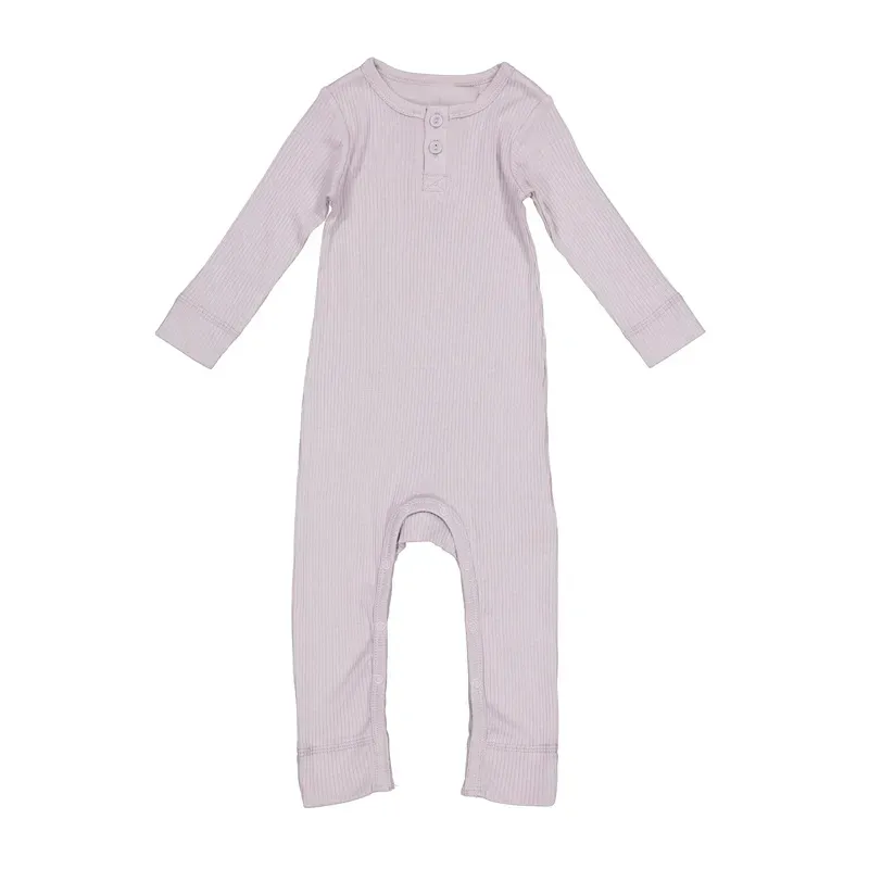 Wholesale Kids Baby Boys Girls Casual Cute Solid Color Rib-Knit Long Sleeve Romper - Image 11
