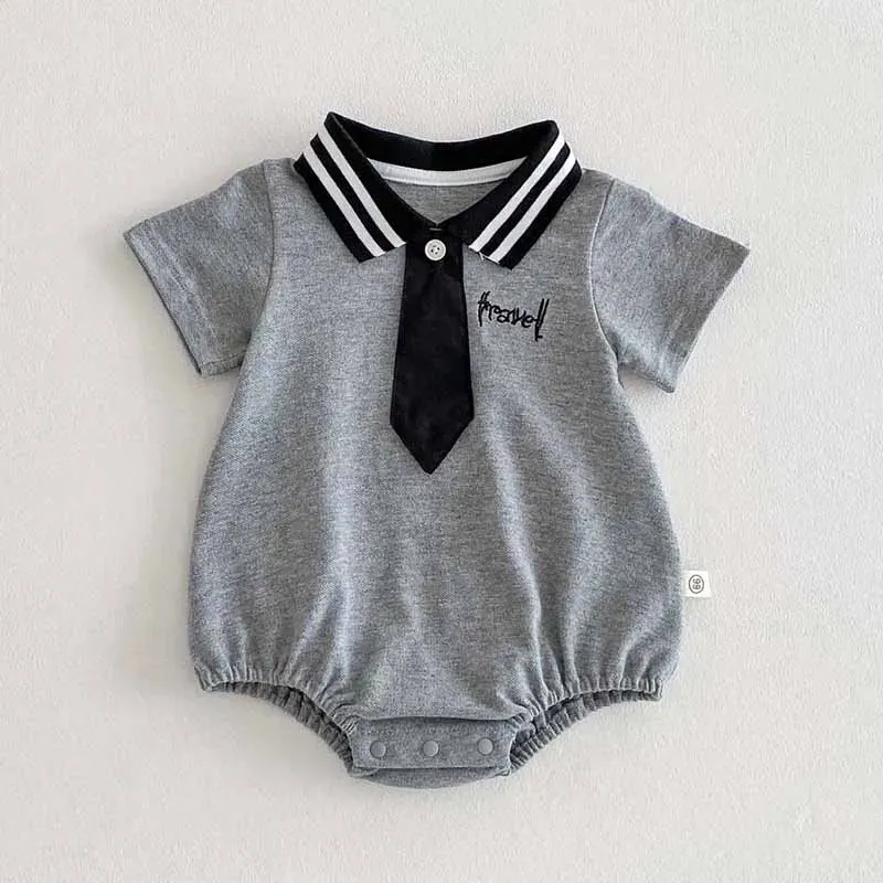 Wholesale Kids Baby Boys Girls Casual Cute Lapel Romper - Image 6