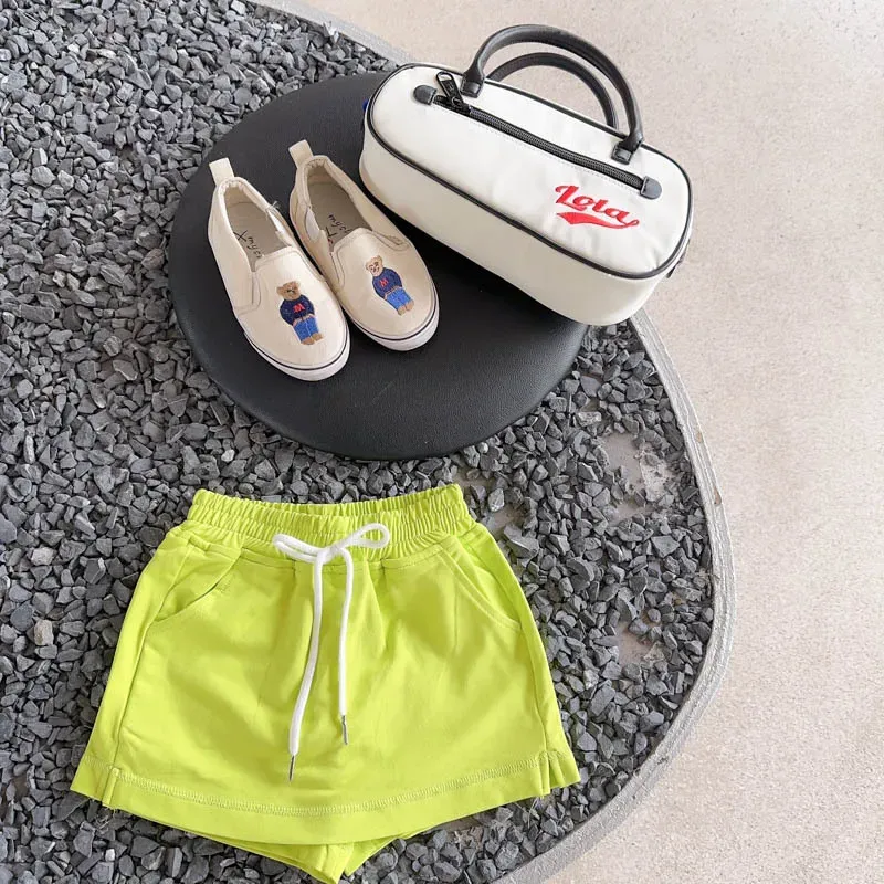Wholesale Toddler Girls Boys Summer Solid Candy Color Drawstring Shorts - Image 9