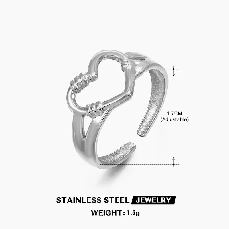 Wholesale Simple Fashion Stainless Steel Heart Ring - Image 34