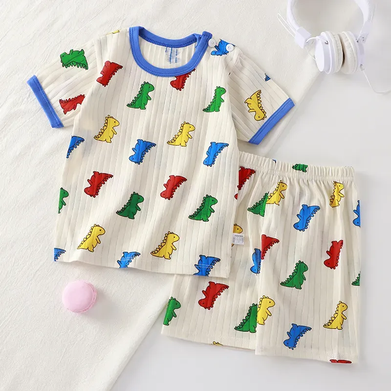 Wholesale Kids Toddler Boys Girls Summer Casual Cute Cartoon Floral Print Short Sleeve T-Shirt Shorts Set - Image 14