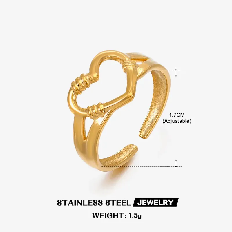 Wholesale Simple Fashion Stainless Steel Heart Ring - Image 33