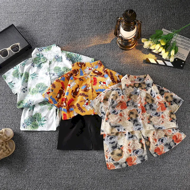 Wholesale Boy'S Fashion Cartoon Print Shirt And Shorts Two-Piece Set - Image 3
