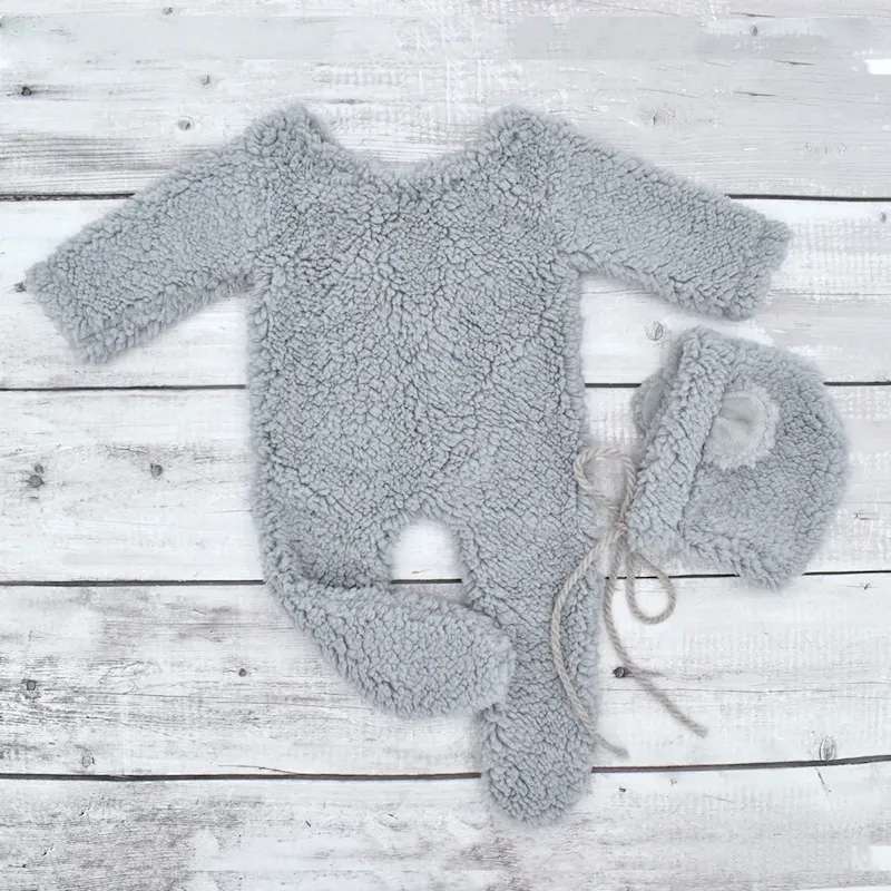 Wholesale Newborn Baby Bear Photography Clothing Plush Jumpsuits - Image 6