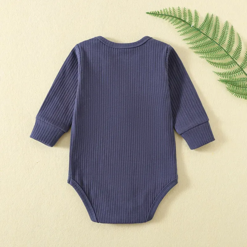 Wholesale Kids Baby'S Boys And Girls Autumn And Winter Solid Color Long-Sleeve Rompers - Image 4