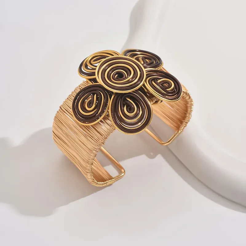 Wholesale Women Fashion Exaggerated Boho Floral Bracelet - Image 10